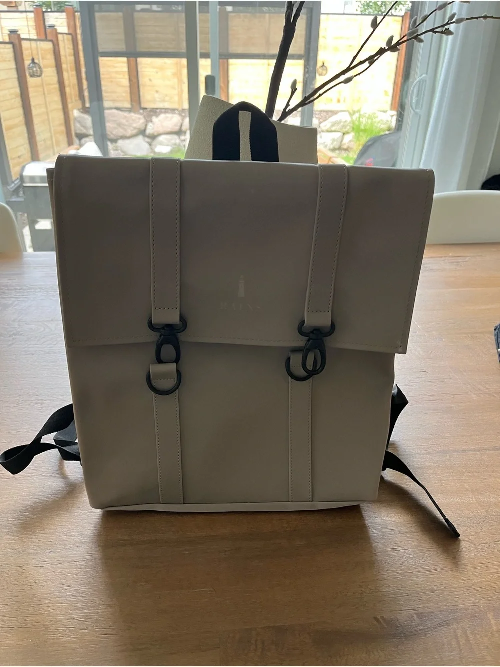 Rains MSN Bag Mini Taupe Backpack with Black Hardware